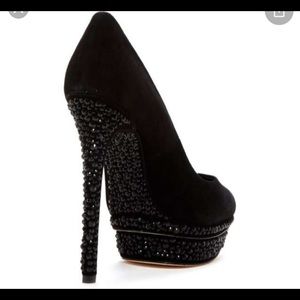 Black high heels pumps sparkle Brian Atwood